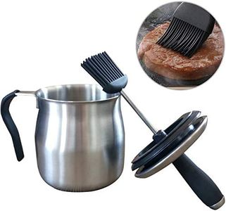 Sauce Pot and Basting Brush Pot Set Grill Gadgets for Men Grilling Smoking Meat Accessories Outdoor BBQ Gifts Kitchen Tools for Cooking Barbecue Pastry Baking Party Cakes Desserts