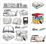 GLOBLELAND Book Clear Stamps Bookcase Bookshelf Transparent Silicone Stamp Seal for Card Journal Diary Making Decoration and DIY Scrapbooking