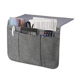 Bedside Caddy Bedside Storage Organizer Magazine Phone Tablet iPad Remote Holder, Organizer Caddy for Home College Dorm Bed, Sofa, Bunk Bed (Grey)