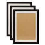 Funtress Picture Frame Collage for Wall Hanging Wooden Frame Living Room Frame Set with Mats (3, 10x14 Black)