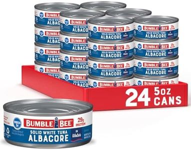 Bumble Bee Solid White Albacore Tuna in Water, 5 oz Can (Pack of 24) - Wild Caught Tuna - 29g Protein per Serving, High in Omega-3s - Non-GMO Project Verified, Gluten Free, Kosher