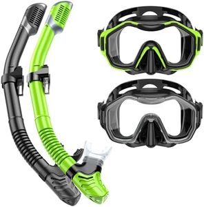Lealinga Snorkel Set Adults 2Pack, Snorkel Mask Anti-Fog Panoramic View Diving Mask Dry Top Snorkel Kit with Travel Bag Diving Set for Snorkeling Scuba Diving Swimming Travel