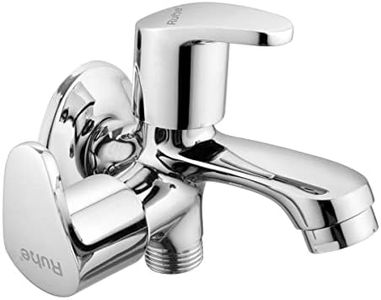 Ruhe® Vela Two Way Bib Cock Brass Faucet (Double Handle) with Chrome Finish| 2 in 1 Bib Tap for Toilet Seat Areas & Bathrooms with Flange