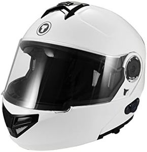 TORC T27 Full Face Modular Helmet with Blinc Bluetooth (White, Medium)