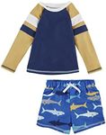 Mud Pie Boys Rash Guard Set, Shark, Medium