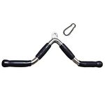 yuhqc Barbell Economy Multi-Exerciser Cable Attachment Bar with Rubber Handgrips & Revolving Hanger 23 Inch