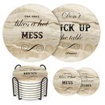 LIFVER Funny Coasters Set of 8, White Elephant Gifts for Adults, Gag Gifts for Adults Funny, House Warming Gifts New Home, Marble Style Absorbent Drink Coasters with Cork Base, Home Decor, 4 inch