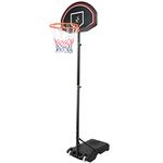 Dripex Professional Basketball Hoop Height Adjustable Portable Outdoor Free standing Basketball Stand Net Set System 1.6M-2.1M with Wheels (Black)