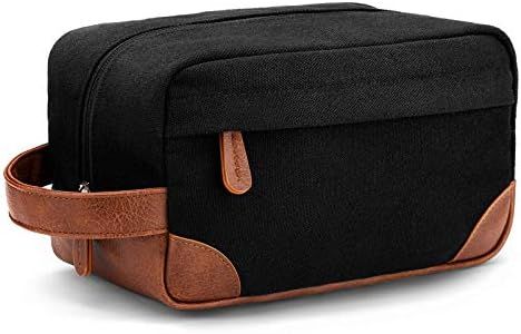 Vorspack Toiletry Bag Hanging Dopp Kit for Men Water Resistant Canvas Shaving Bag for Travel, Black, Medium