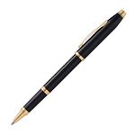 Cross Century II Black Lacquer Rollerball Pen with 23KT Gold Plated Appointments (414-1)