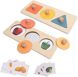 Twefex Baby Puzzles 12-18 Months - Montessori Multiple Shapes Knob Wooden Puzzles for Toddlers 1-3 - Peekaboo Photo Puzzle with Baby Mirror & 10 Real-Life Cards