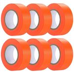 6 Pack Flourescent Orange Flagging Tape, Non-Adhesive Plastic Ribbon Neon Marking Roll,1inch*600ft, Marking Tape for Tree Marking, Hunting, Boundaries Hazardous Areas,Trail Marking, Workplace Use