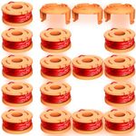 18 Pcs Replacement Trimmer Spools Compatible with Worx String Trimmer,150ft, 0.065in WA0010 Weed Eater Refils and WA6531 Spool Cap Cover Fit for Worx Weed Eater(15 Trimmer Spools+3 Spool Caps)