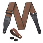 BestSounds Guitar Strap 100% Soft Cotton & Leather Ends Guitar Shoulder Strap With Guitar Strap Lock and Button Headstock Adaptor