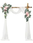 Garisey Artificial Wedding Arch Flowers Kit (Pack of 3), Wedding Arch Drape Fabric Wedding Floral Garlands Flower Arrangement Swag for Ceremony and Reception Background Decoration (Champagne)