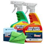 WaterScience Quick Hard Water Stain Remover Spray Combo Pack(1L)+ Free Microfiber Cloth | Limescale Remover for Bathroom & Kitchen Shower, Taps Cleaner | All Purpose Descaler for Glass Mirrors & Tiles