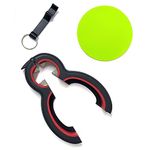 6 in 1 Multi Opener, 8" Shape All in One Bottle Opener, Can, Soda, and Jar Openers + Bottle Opener Keyring Key Chain + Green Rubber Jar Gripper Pads