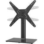 Universal Swivel TV Stand/Base Table Top TV Stand for 21 to 55 inch TVs with 90 Degree Swivel, 4 Level Height Adjustable, Heavy Duty Tempered Glass Base, Holds up to 45kgs, HT02B-002