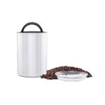 Airscape Stainless Steel Coffee Canister | Food Storage Container | Patented Airtight Lid | Push Out Excess Air Preserve Food Freshness (Brushed Steel, Medium)