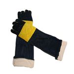 Efficacy Mig/Arc/Tig Leather Welding Gloves 24 Inch(Black & Yellow)| Heavy Duty Temperature Work Safety Glove|Heat Resistant Leather Glove for BBQ Grill, FireplaceForge and Blacksmith – 1Pair