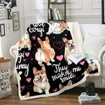 Corgi Throw Blanket Watercolor Dog Flannel Fleece Sherpa Blanket Kids Boys Girls Cute Puppy Pattern Plush Blankets and Throws Warm Comfort Fuzzy Blanket for Bed Sofa Black Baby 30x40 Inch