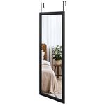 Dripex Over Door Mirror Full Length, 110 x 45cm Wall Mounted Mirror Door Hung Mirror for Bathroom/Bedroom/Wardrobe - Toughened Glass, Black