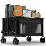 Favoyard 150L Heavy Duty Festival Trolley on Wheels, Folding Camping Trolley with All-Terrain Wheels and Adjustable Handle, Garden Wagon Cart for Beach Outdoor Camping Garden Picnic, Black