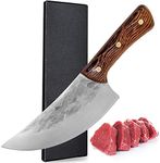 UniqueFire Serbian Chef Knife Handmade Forded Butcher Knife High Carbon Clad Steel Meat Vegetable Cleaver Full Tang Handle Kitchen Camping Hunting Knife (05Model)