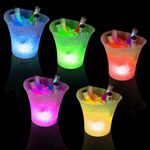 SMETA 5PCS Ice Bucket with LED, Clear Champagne Bucket 5L Large Capacity Wine Cooler Portable Beer Buckets with Automatic 7 light color changes for Parties, Bar, Home,KTV Club