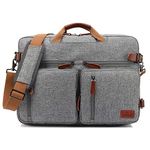 THE CLOWNFISH Unisex-Adult Convertible Laptop Briefcase Backpack With Genuine Leather Logo, Pullers And Handle Bag 15.6 Inch (Grey)