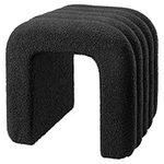 Navaris Boucle Ottoman - Chic and Versatile Foot Stool - Sturdy and Comfortable Dressing Table Chair - Living Room Furniture and Nursery Decor - Black