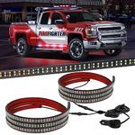 XRIDONSEN 2PCS 70 inch Truck Emergency Lights Strip 864 LED Running Board Strobe Lights Red White Firefighter Lights Flashing Warning Safety Waterproof Flexible for Vehicles POV Fire Trucks Pickup