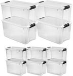 Sterilite 70 Quart (4 Pack) & 30 Quart (6 Pack) Clear Plastic Stackable Storage Container Bin Box Tote with White Latching Lid Organizing Solution