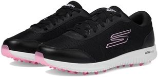 Skechers Women's Max Fairway 4 Spikeless Golf Shoe Sneaker, Black/Pink, 8 US