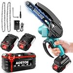 6 inch Mini Chainsaw with 2 Batteries and 21V Charger for Men Women Tree Branches Trimming Wood Cutting