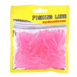 Fishing Soft Lures,Soft Plastic Lure,Soft Plastic Grub,50pcs Soft Fishing Lures Baits Set, 5cm Plastic Fishing Bait T Tail Grub Worm Baits Fish Tackle Accessory 9 Colors (Pink)