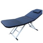 Adjustable Backrest Massage Table Beauty Couch Bed 3 Folded Spa Salon Foldable Tables & Chairs Pu Chair Steel Tube Frame Therapy Lightweight Tattoo For Treatment Healing Folding Pvc Leather (Black)