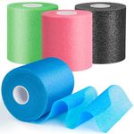 Aiythouy 4 Pack Pre Wrap Athletic, Multi Color Prewrap, Pre Wrap for Hair Soccer, Prewrap Athletic Tape Headbands, 2.76 Inches X 12 Yards - Pink, Black, Blue, Green