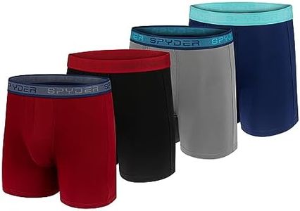 Spyder Mens Boxer Briefs 4 Pack Poly Spandex Performance Boxer Briefs Underwear, Red/Blue/Grey/Black, Large