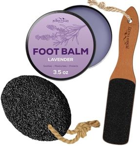 Pumice Stone - Natural Earth Lava Black - Foot Balm Cream for Dry Cracked Heels and Feet - Foot File with Handle Pumice Stone for Dry Dead Skin- Callus/Corn Remover for Feet Heels and Palm