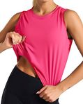 Dragon Fit Athletic Tank Tops for Women Sleeveless Workout Cool T-Shirt Running Short Tank Crop Tops Bright Pink