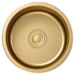 Kitchen Space-saving RV Siphon Mini Small Size Sink Kitchen Golden Round Sink Bar Counter Single Bowl Sink Stainless Steel Household Vegetable Washing Basin Water Pool Sinks (Color : Gold, Size : 40