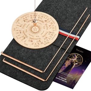 Yncotte 99.9% Copper Dowsing Rod Set, Spiritual Exploration with 2 L Copper Divining Rods, Pendulum & Five-Ring Pendulum Board for Spirit-Seeking, Hidden Objects & Water Witching, with Felt Pouch