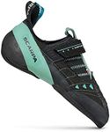 SCARPA Women's Instinct VS Rock Climbing Shoes for Sport Climbing and Bouldering - Low-Volume, Women's Specific Fit - Black/Aqua - 6-6.5