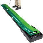 Abco Tech Indoor Golf Putting Portable Mat with Auto Ball Function Mini Training Aid, Game, Bonus Balls (Green)