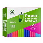 Comfy Package, [100 Count] Jumbo Paper Smoothie Straws, 100% Biodegradable, Assorted Colors