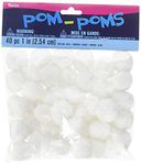 Darice 40-Piece Acrylic Pom Pom, 1-Inch, White