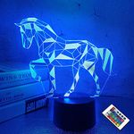 Horse Bedside Lamp FULLOSUN 3D Illusion Night Light,16 Colors Changing Remote Control Optical Light, Room Decor Unique Birthday Xmas Gift for Boys Girls Kids