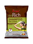Pushp enRich Hair Colour Shampoo | Hair Dye Shampoo | Hair Colour Shampoo for Women and Men | Shampoo Based Hair Colour | Color Shampoo | Best Instant Hair Color Shampoo India Natural Brown (Pack of 10) , No Ammonia, 100% Gray Coverage