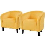 Topeakmart Accent Chair, Club Arm Chair with Velvet Upholstery and Sturdy Legs, for Bedroom/Living Room/Home Bar, 2PCS, Yellow